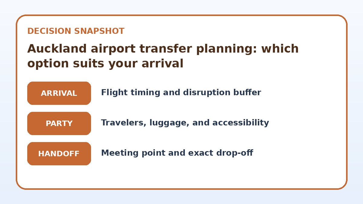 Decision guide for Auckland airport transfer planning: which option suits your arrival