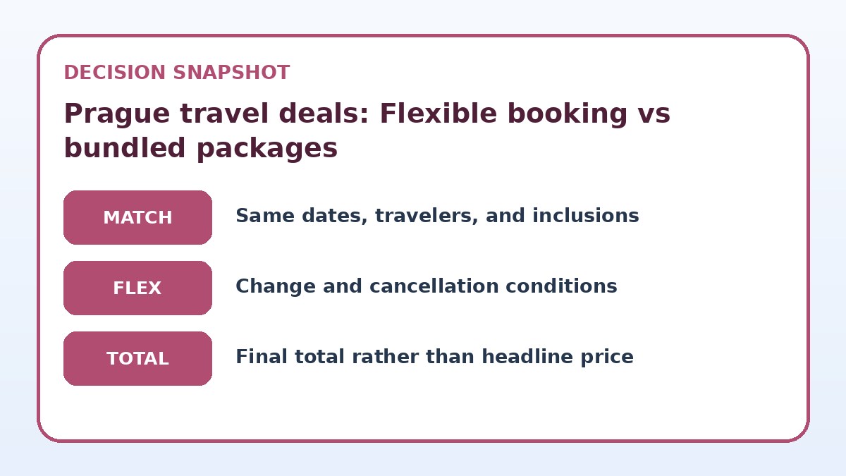 Decision guide for Prague travel deals: Flexible booking vs bundled packages