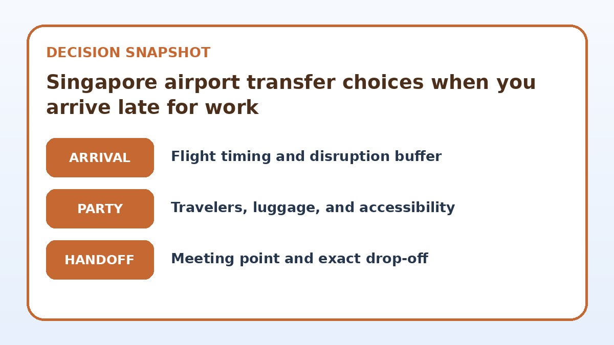 Decision guide for Singapore airport transfer choices when you arrive late for work