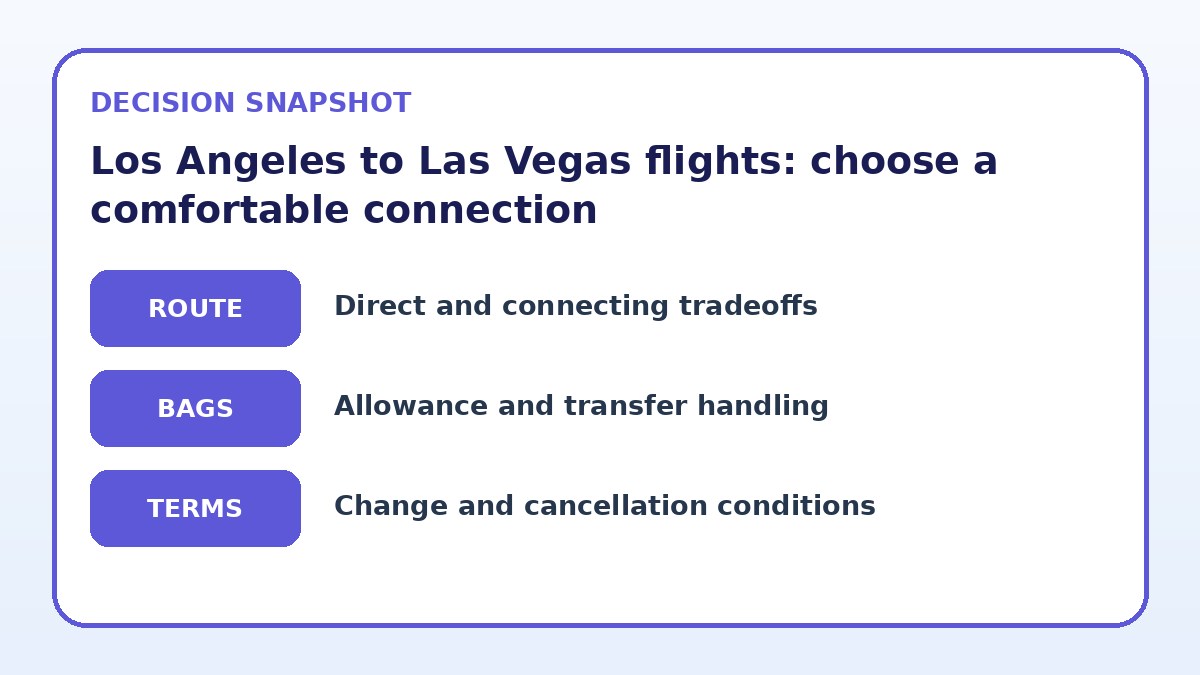 Decision guide for Los Angeles to Las Vegas flights: choose a comfortable connection