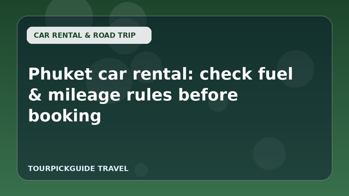Visual guide for Phuket car rental: check fuel & mileage rules before booking