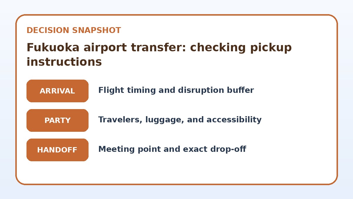 Decision guide for Fukuoka airport transfer: checking pickup instructions