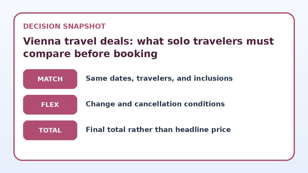 Decision guide for Vienna travel deals: what solo travelers must compare before booking