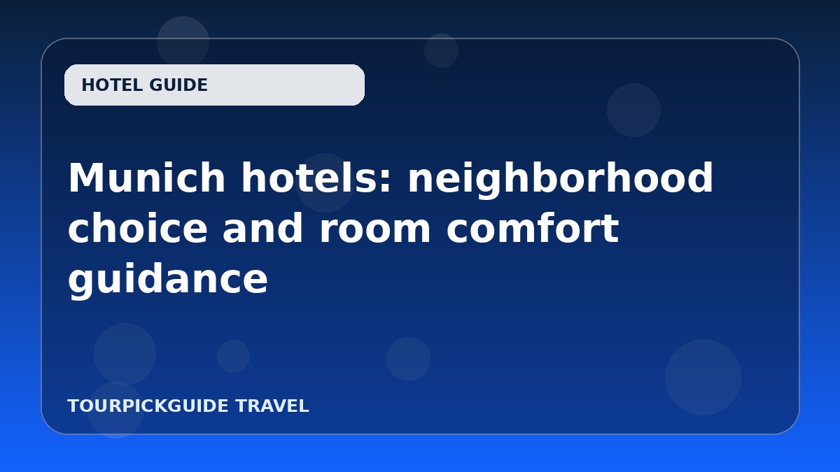 Visual guide for Munich hotels: neighborhood choice and room comfort guidance