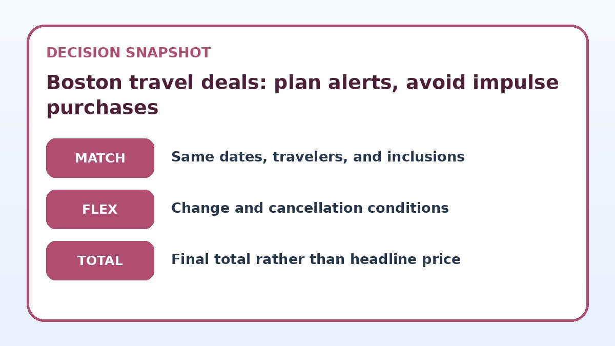 Decision guide for Boston travel deals: plan alerts, avoid impulse purchases