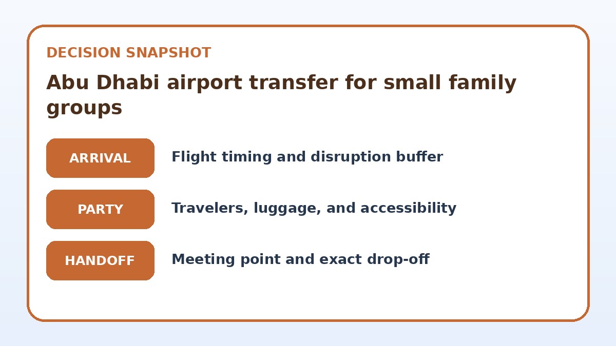 Decision guide for Abu Dhabi airport transfer for small family groups