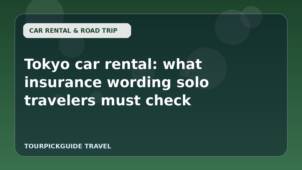 Visual guide for Tokyo car rental: what insurance wording solo travelers must check