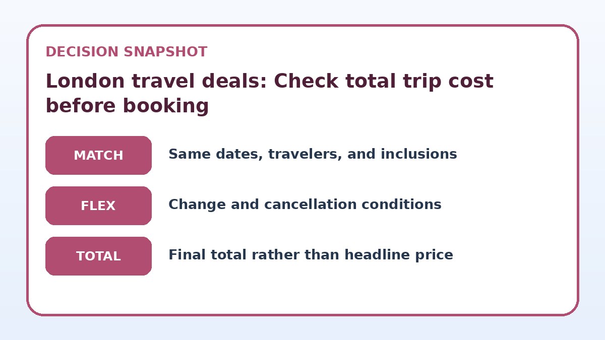 Decision guide for London travel deals: Check total trip cost before booking