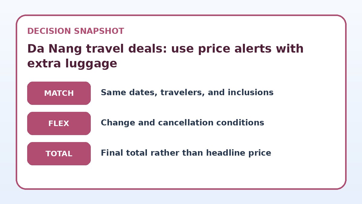 Decision guide for Da Nang travel deals: use price alerts with extra luggage