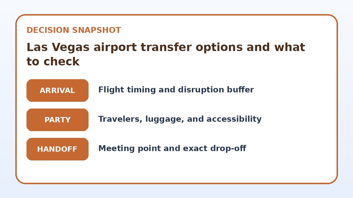 Decision guide for Las Vegas airport transfer options and what to check