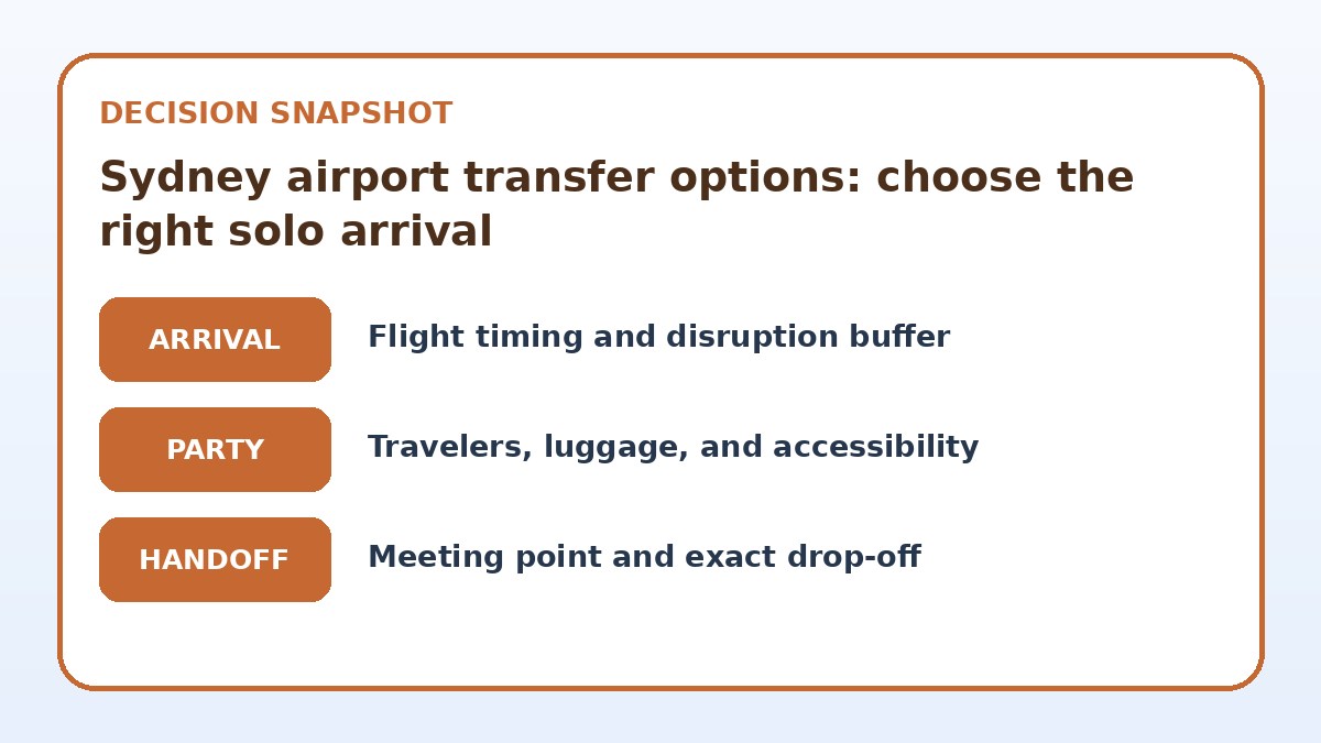 Decision guide for Sydney airport transfer options: choose the right solo arrival