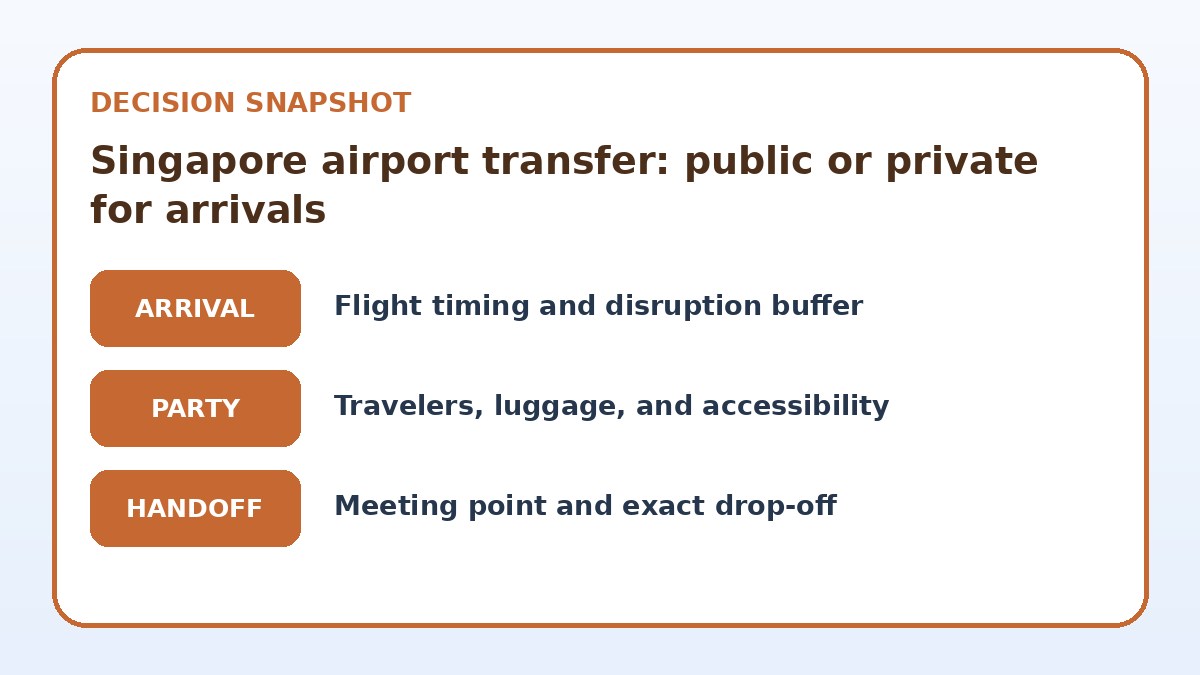 Decision guide for Singapore airport transfer: public or private for arrivals