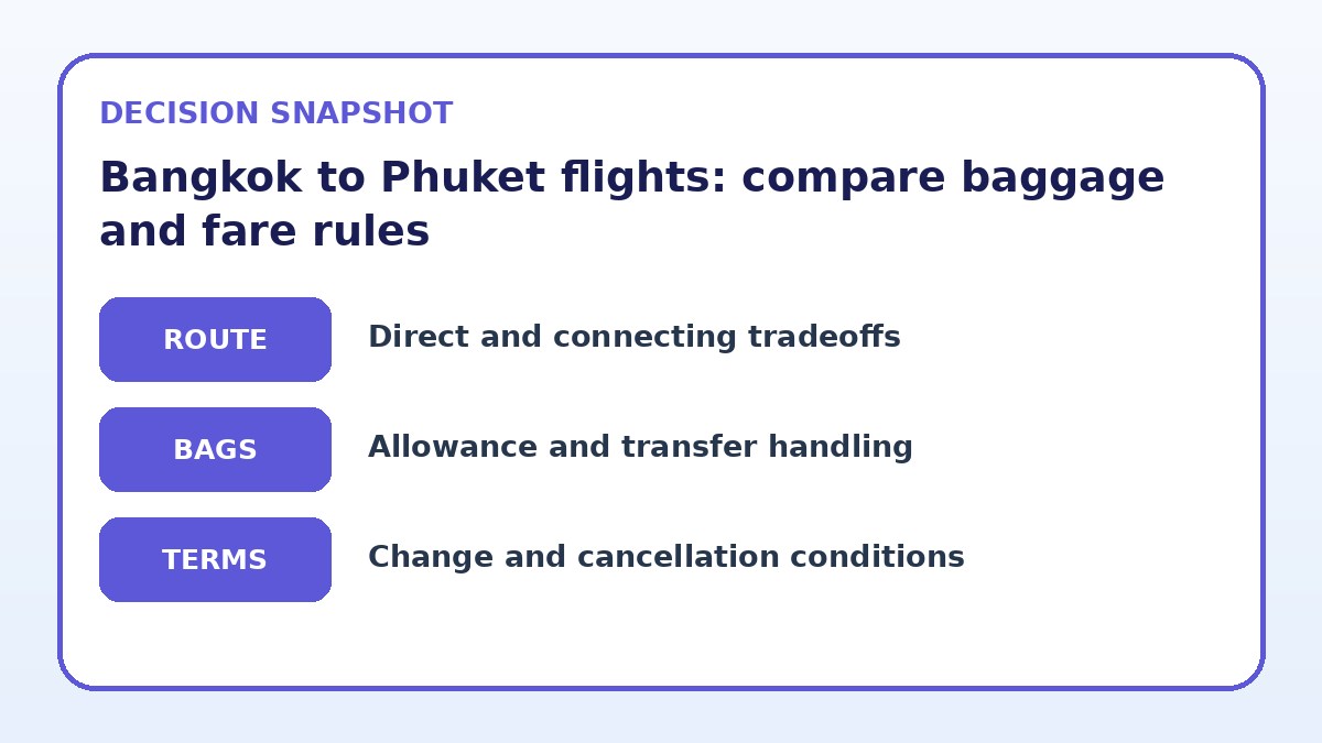 Decision guide for Bangkok to Phuket flights: compare baggage and fare rules