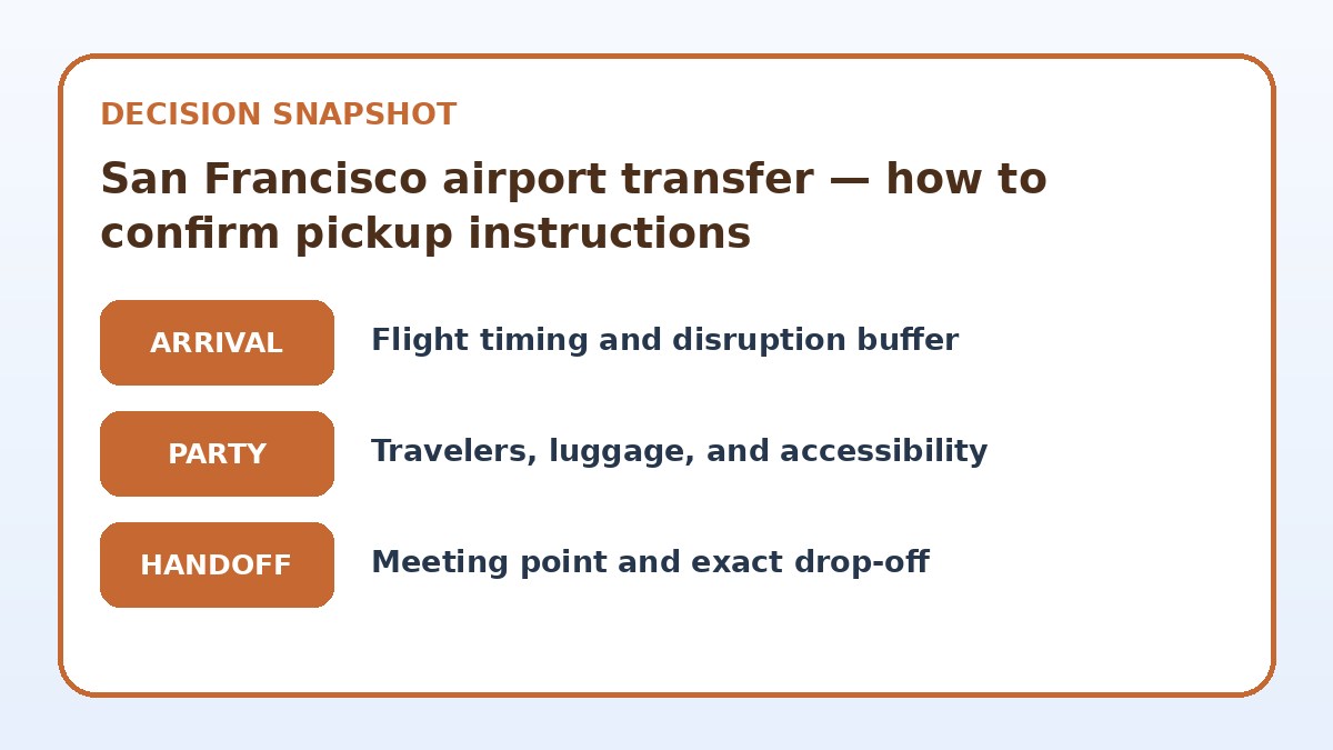 Decision guide for San Francisco airport transfer — how to confirm pickup instructions