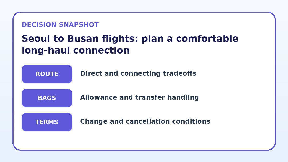 Decision guide for Seoul to Busan flights: plan a comfortable long-haul connection