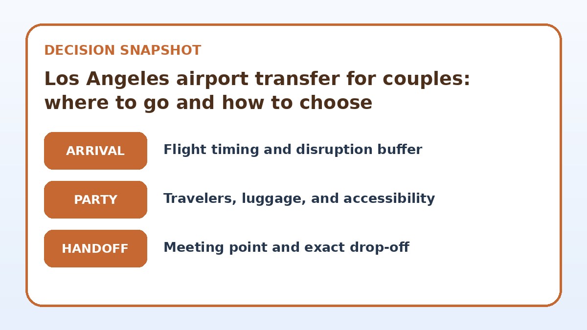 Decision guide for Los Angeles airport transfer for couples: where to go and how to choose