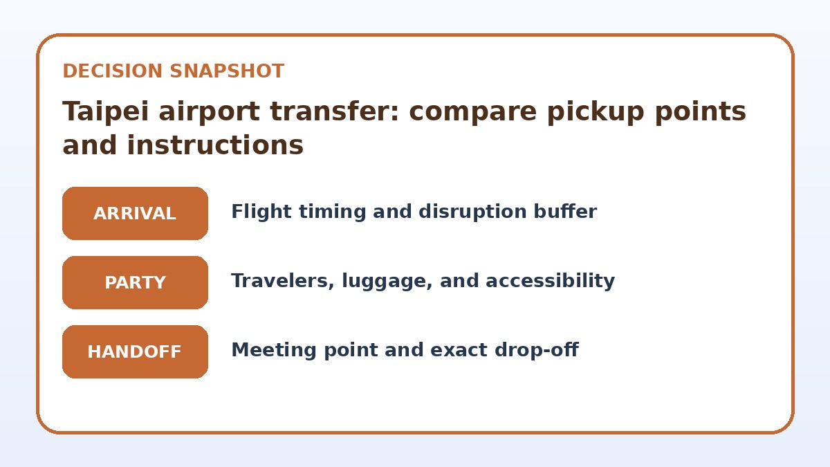 Decision guide for Taipei airport transfer: compare pickup points and instructions