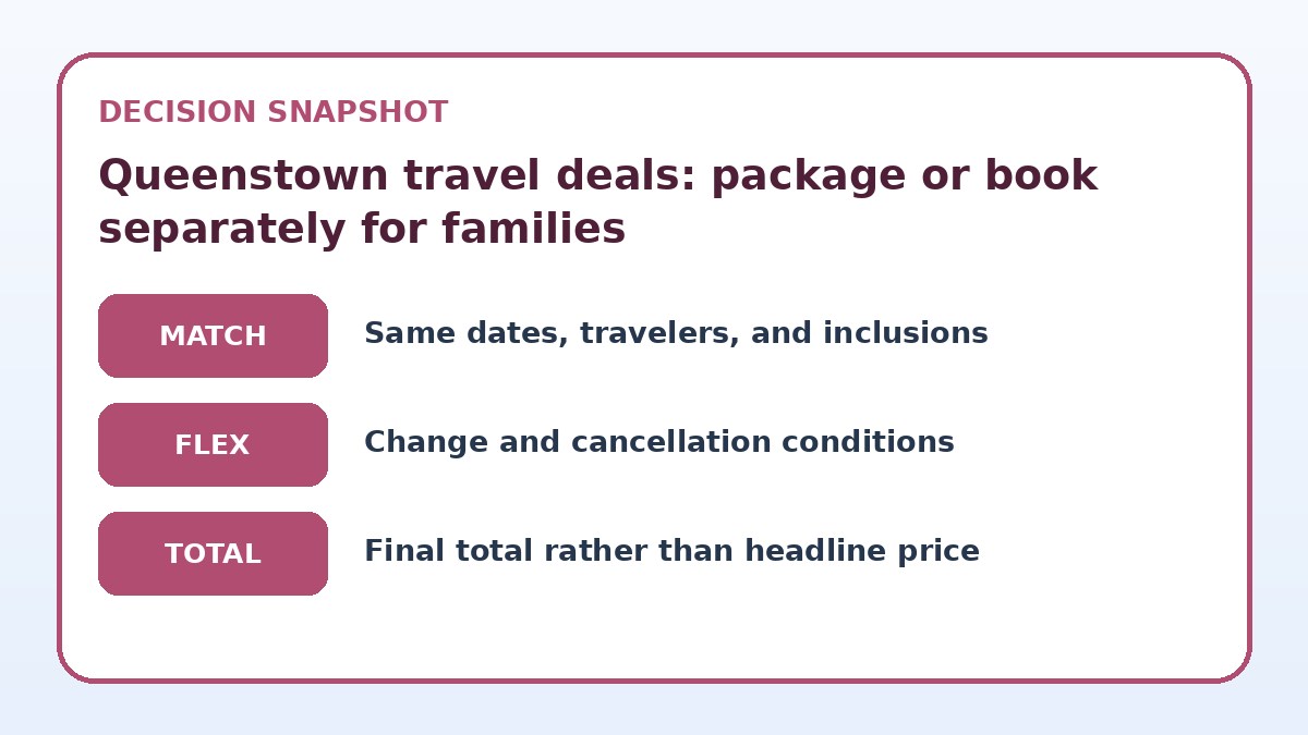 Decision guide for Queenstown travel deals: package or book separately for families