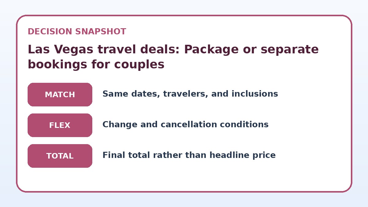 Decision guide for Las Vegas travel deals: Package or separate bookings for couples