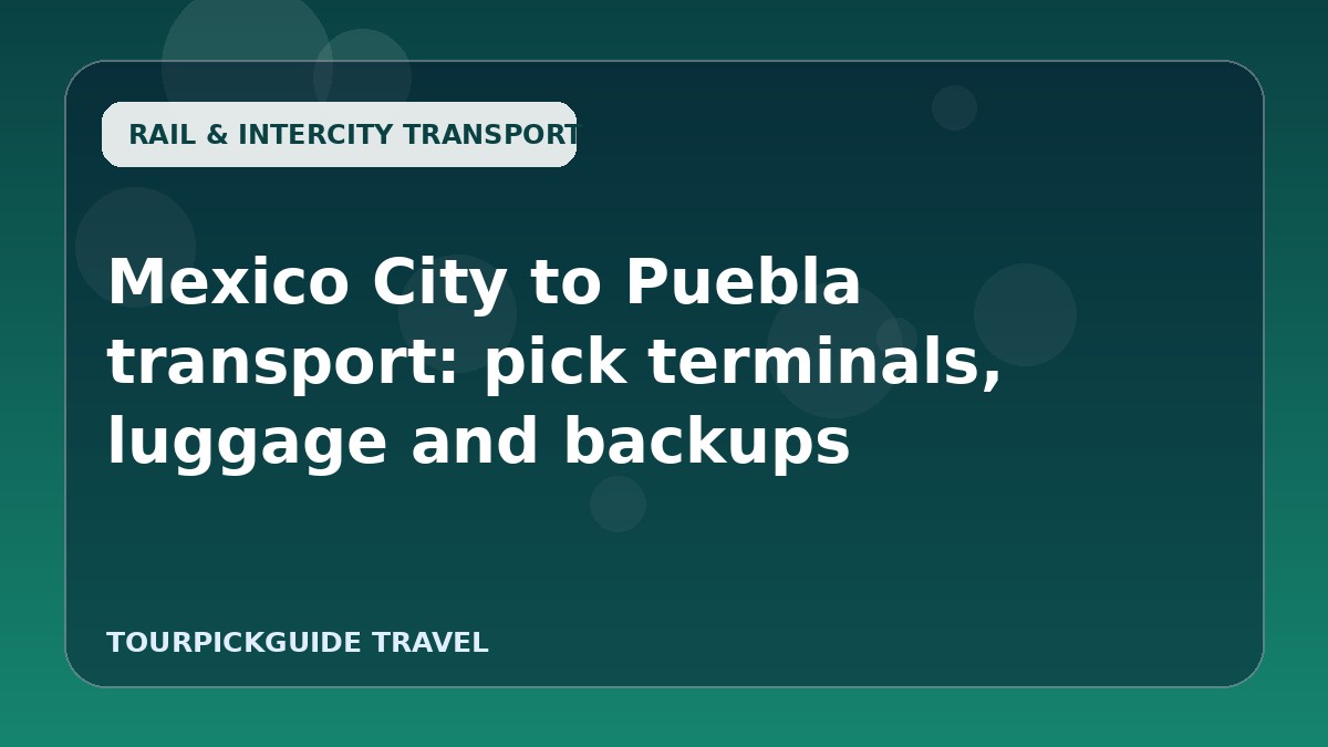 Visual guide for Mexico City to Puebla transport: pick terminals, luggage and backups
